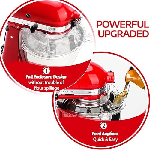 Pouring Shield for KitchenAid Tilt Head 4.5-5 QT (for Stainless Steel Bowls Only), for Kitchen aid Accessories and Attachments, Fully Enclosed Foldable Lid Mixer Bowl Cover, Not For Bowl Lift thumbnail 4