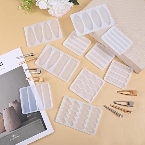 30PCS DIY Hair Clip Jewelry Casting Mold Set, with 10 Thick Hairpin Silicone Molds and 20 Hairclips for Crafts, Hair Clips Molds for Hairpin Making thumbnail 7