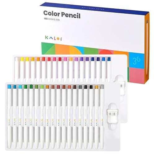 Kaco KALOR 36 Premium Color Mechanical Pencil Set, Refillable Soft Lead Cores, 36 Count, Pack of 1 Color Box, Drawing Sketching Pens Painting Supplies - Image 1