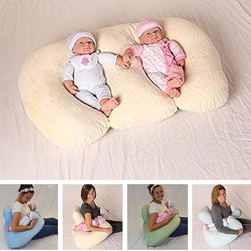 KEAAN Coussin d'allaitement multifonctionnel pour jumeaux, coussin d'allaitement pour femmes enceintes, tissu en coton lavable en machine, coussin de soutien pour jumeaux, gris thumbnail 8