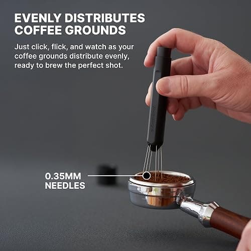 Subminimal Flick WDT Tool| Pen Design Weiss Distribution Technique Espresso Making Tool, Fine Needles, Spring-Loaded Auto Hide Needles, Safe, Easy to Use, 2X Stands in The Box - Black thumbnail 4