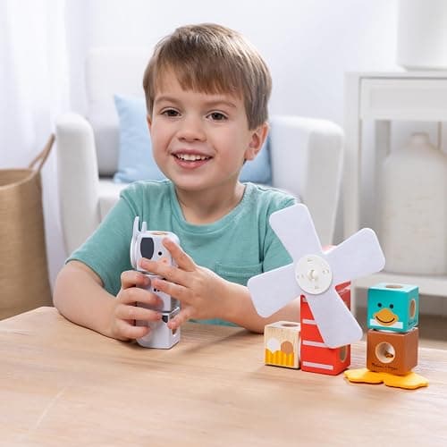 Melissa & Doug Blockables™ Farm and Woodland 2-Pack Bundle Connectable Wooden Building Blocks Preschool Play Set Toy thumbnail 2