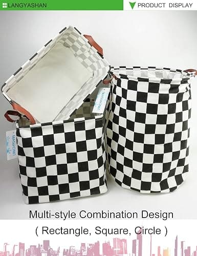 LANGYASHAN Laundry Basket Canvas Fabric Collapsible Organizer Basket for Storage Bin Toy Bins Gift Baskets Bedroom Clothes Children Nursery Hamper (Racing flag) thumbnail 9