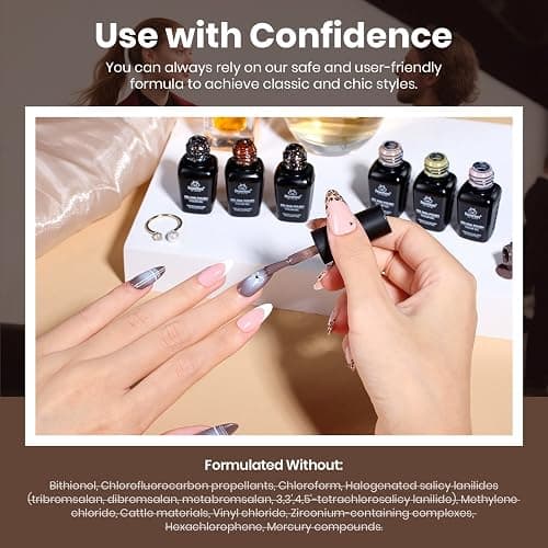 Beetles Winter Gel Nail Polish Set – Catwalk Tonal Hues 25 Colors UV Gel Polish Set, Brown Nude Blue Green Glitter with Base Glossy Matte Top Coat Soak Off UV LED Manicure Christmas Gift for Women thumbnail 4