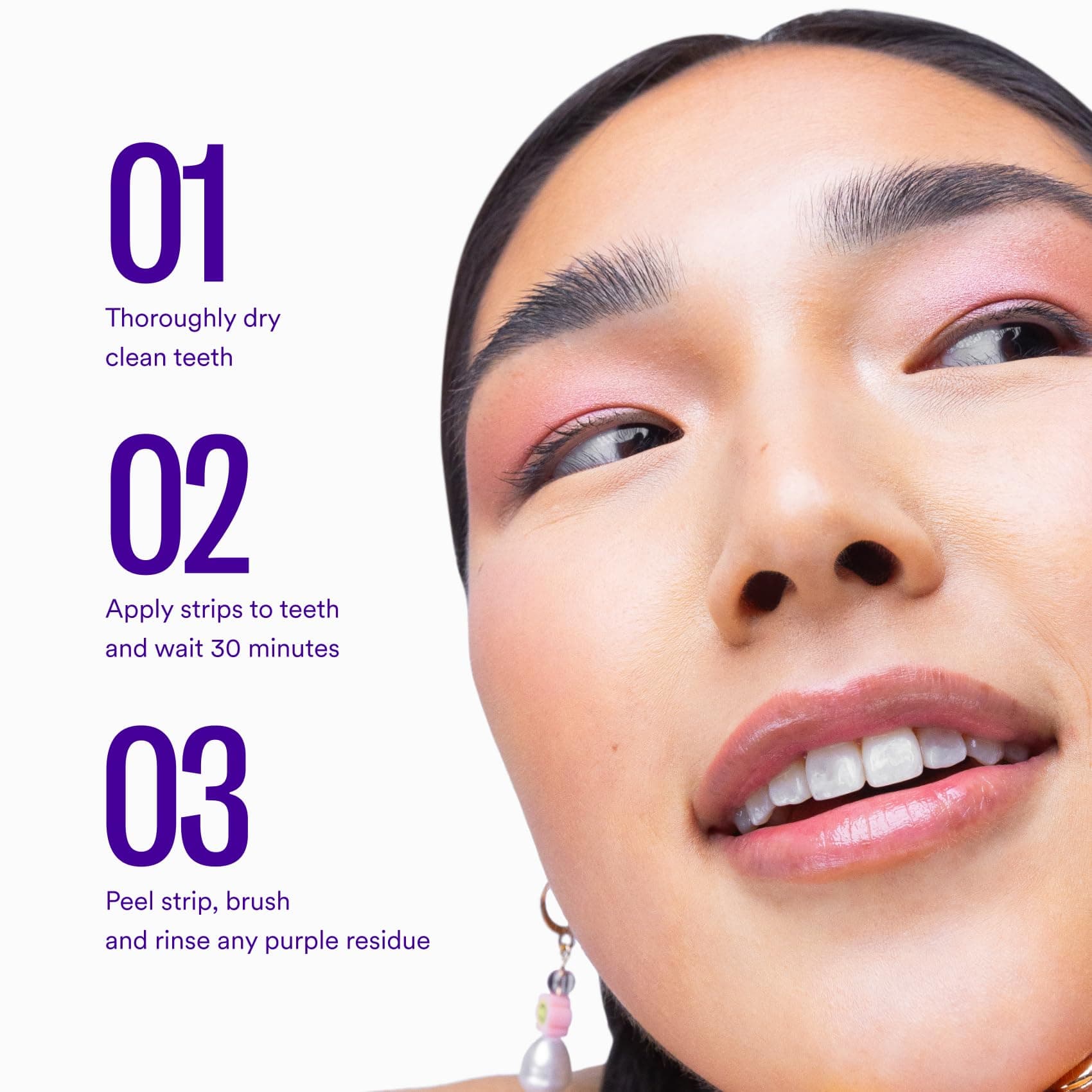 Hismile V34 Purple Teeth Whitening Strips, 14 Count, Peroxide-Free, Brightens Teeth in 30 Minutes, Combines Whitening and Colour Correction thumbnail 3