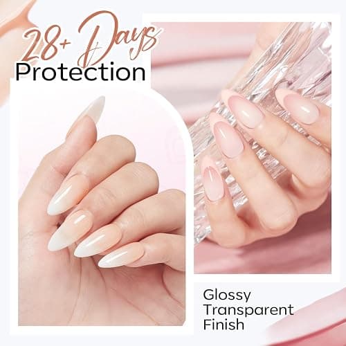 modelones Rubber Base Builder Nail Gel Polish, 6 French Tip Base Color Nude White Baby Milky Pink Strengthener Apex Building Extension Protect Weak Nails Long Last U V Manicure Gift for Women thumbnail 7