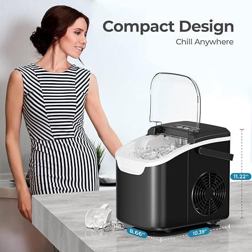 Antarctic Star Countertop Ice Maker Machine, 8 Ice Cubes in 6 mins, 26lb/Day Ice with 2 Sizes- Portable Mini, Energy Saving & Basket/Scoop for Home/Party/Travel/Camping/Bar, Dark Black thumbnail 7