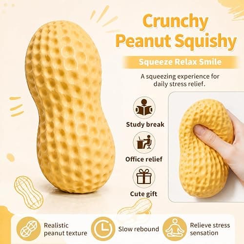 Crunchy Peanut Squishy ASMR Slowing Rising Fidget Slowing for Adults | Peanut Crunchy Squishy, Peanut Squishy Crunchy Tactile Feel, Realistic Peanut Squishy thumbnail 3