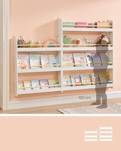 SONGMICS Libreria Montessoriana per Bambini, Scaffale per Giocattoli a 4 Ripiani, Libreria da Parete, Mobile per Cameretta Stanza dei Giochi, Bianco e Naturale GKR014W01 thumbnail 2
