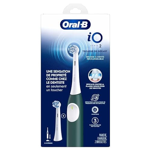 Oral-B Rechargeable Electric Toothbrush, iO2 Starter Kit, 3 Cleaning Modes, Automatic Pressure Sensor to Protect Gums, 2 Brush Heads, Forest Green thumbnail 14