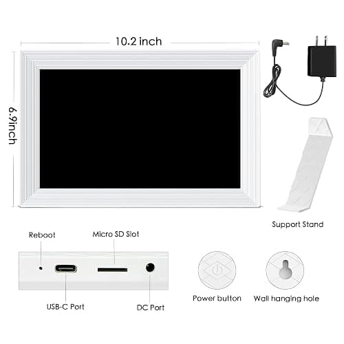 Digital Picture Frame, 10.1 inch Frameo Digital Frame WiFi, 1280 * 800 IPS HD Touchscreen, 32GB Storage, Instant Share Pictures Video, Smart Photo Frame Electronic, Gifts for Mom, House Warming thumbnail 9