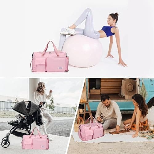 FIORETTO Women's Gym Duffle Bag with Shoes Compartment, 37L Capacity, Ideal for Travel, Gym, Sports, Duffel, Weekender thumbnail 7