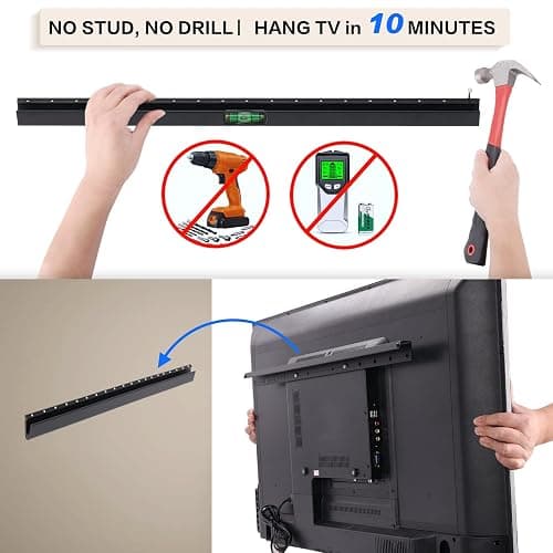 No Drill Drywall TV Mount, No Stud TV Wall Mount for Most Brand 22-55 Inch TVs up to 100 lbs, Easy Install No Stud Studless TVs Wall Mount, Include All Hardware- Level Bubble Meter thumbnail 3