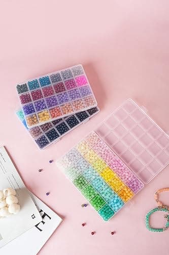 REVKI 72 Colors 6mm Glass Beads for Jewelry Making,3000PCS+ Round Crystal Glass Beads Bracelet Making Kit with Accessories, Bead Starter Kit Crafts Gifts Set Suitable for Teen Adults thumbnail 4