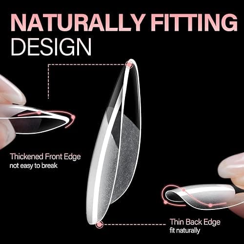 AILLSA Medium Almond Nail Tips - 450pcs Thickened False Nail Tips Half Matte Nails Tips, Fake Nails Nail Extension for Manicure thumbnail 3
