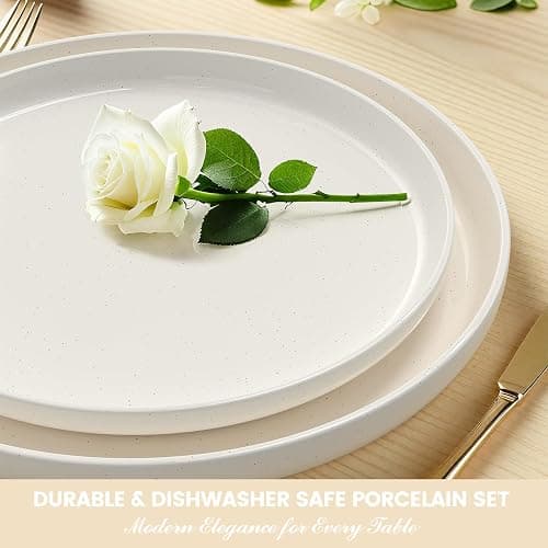 Plates and Bowls Sets, Dinnerware Sets for 4, 12 Pieces Scratch Resistant Dishware Dishes Set, Ceramic Kitchen Dinner Set, Porcelain & Microwave and Dishwasher Safe, Cream White thumbnail 8