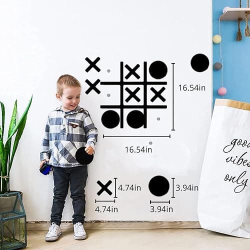 Magnetic Tic Tac Toe Wall-Mount Game,Game Room Decor,Modern Wall Decals for Kids Room,Classroom&Offices,Best Gift for Family, Friends (Black) thumbnail 3