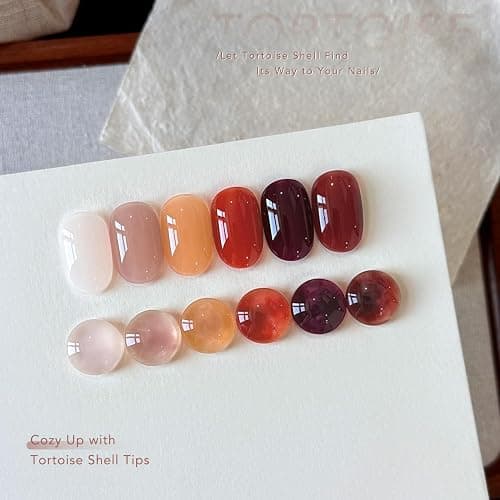 GAOY Tortoise Jelly Gel Nail Polish Set, 6 Fall Colors Brown Red Purple | Blooming Effect, Buildable Color, UV Lamp Required, Long Lasting, Easy to Apply, Salon Manicure at Home thumbnail 6