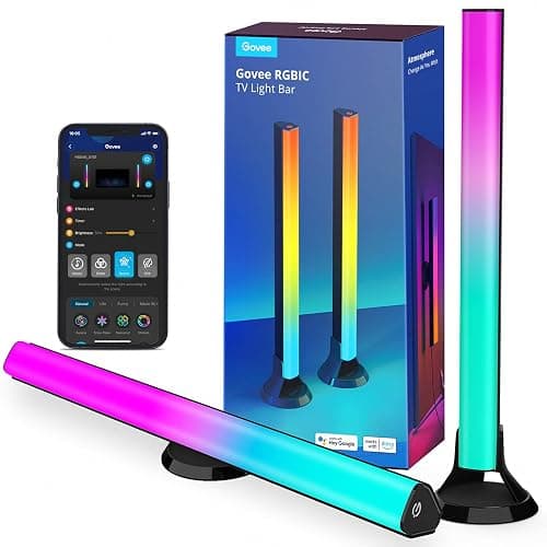 Govee RGBIC TV Light Bars, 38cm WiFi TV Backlight with Double Light Beads, Smart Lighting with Multiple Placement Options Suitable for 45-70inch Television, Work with Alexa and Google Assistant, Black - Image 1