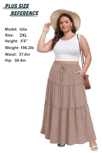 Lepunuo Womens Casual Boho High Waisted Flowy Maxi Skirts Trendy Floral Cute Long Skirts with Pockets thumbnail 5