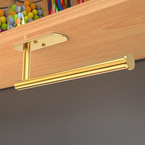 VAEHOLD Adhesive Paper Towel Holder Under Cabinet Wall Mount for Kitchen Paper Towel, Paper Towel Roll Holder Stick to Wall, Stainless Steel (Gold) thumbnail 8