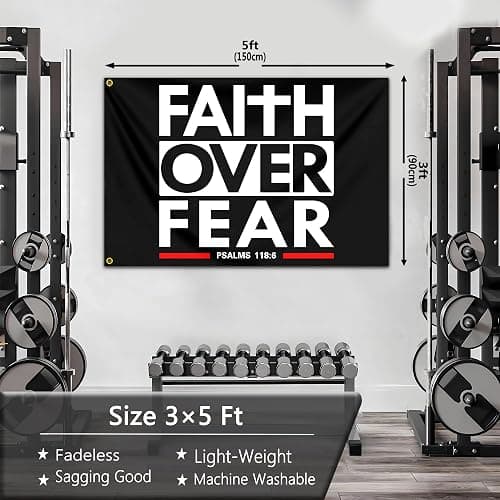 Faith Over Fear Flag 3x5 Ft Christian Jesus Flags Inspirational Gym Flags for Home Motivational Gym Wall Fitness Decor And College Dorm Room Bedroom Office Sign Banner Decor thumbnail 3