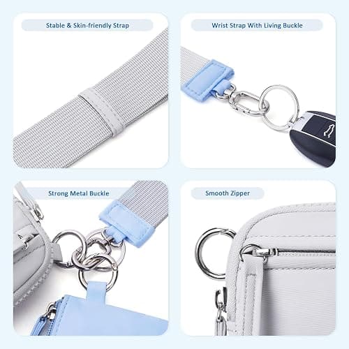 POIUGOYA Nylon Wristlet Wallets, Dual Pouch Keychain Wristlet Wallet, RFID Small Wallet With Coin Pouch,ID Window For Travel thumbnail 6