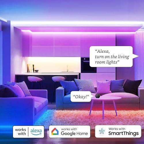 Sengled Smart Zigbee Multicolor Light Strip, 2M (6.56ft) Base Kit, Hub Required, Also Compatible with Alexa & Google Assistant, RGBW, Extendable, High Brightness, 1400Lumens (E1G-G8E) thumbnail 2