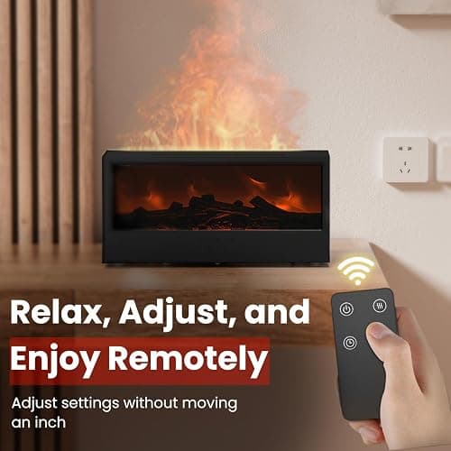 Omnexa Fireplace Flame Diffuser Air Humidifier, Essential Oil Diffuser with 7 Colors Light & Timer, Auto-Off Ultrasonic Cool Mist Aroma Humidifier for Home, Bedroom, Office, Yoga(Black) thumbnail 5