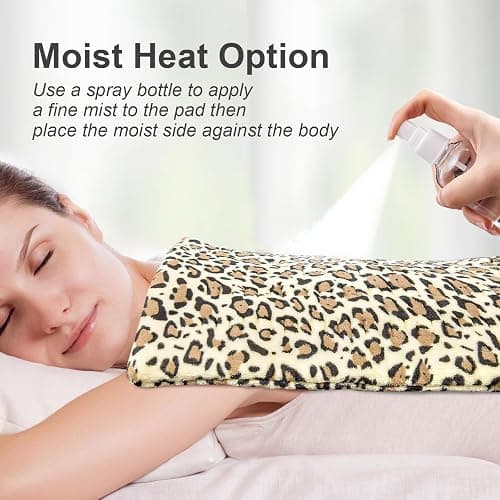 ZXU Heating Pad for Back Pain and Cramps Relief, Ultra Soft Microplush Heating Pad with 12 Heat Setting,Moist Heat ，1-24Hour Auto Shut Off, Stay on Function Hot Heated Pad (Leopard Print) 12” x 24” thumbnail 7