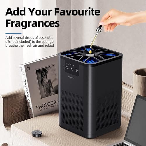 AROEVE Air Purifiers for Bedroom Air Purifier With Aromatherapy Function For Pet Smoke Pollen Dander Hair Smell 20dB Air Cleaner For Bedroom Office Living Room, MK06- Black(Available for California) thumbnail 5