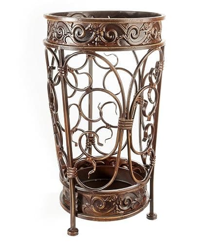 Brelso Super Quality Umbrella Stand, Umbrella Holder, Antique Look Metal, Entry Hallway Décor, Round Style, w/Removable Drip Tray. (Gold-Brown) - Image 1