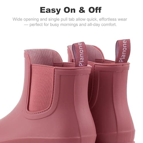 Planone Wide Width Short Rain Boots Women Fashion Waterproof Chelsea Boots for Women Matte Outdoor Garden Shoes Ankle Muck Boots for Ladies Non Slip Work Shoes Rubber Boots with Premium Comfort Insole thumbnail 6