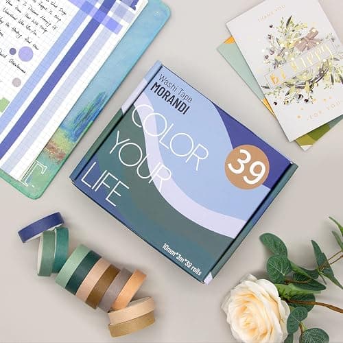 Mooker 39 Rolls Washi Tape Set - Morandi Colored Masking Tape, Thin Vintage Tape for Journaling, Scrapbooking Supplies, Crafts Aesthetic, Gift (Nature Color 10mm) thumbnail 2