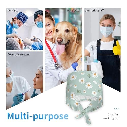 Working Cap Scrub Cap with Sweatband Adjustable Unisex Women Tie Back Hat Nurse Surgical Caps thumbnail 7