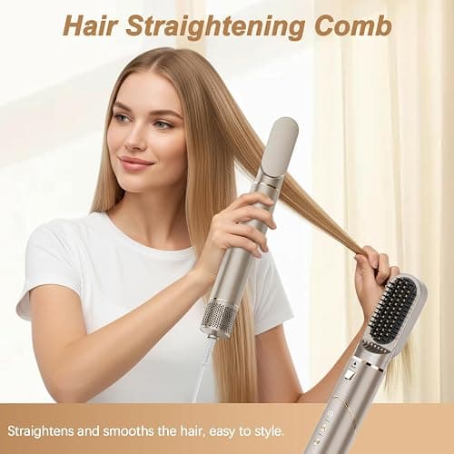 oryvia Air wrap Hair Styler & 8 in 1 Hair Dryer Brush, 1200W Rotate Air Wrap, 130,000 RPM High Speed Negative Ions Hot Air Brush, Air Styler for Volumizer, Curl, Straighten, Drying, Champagne Gold thumbnail 8