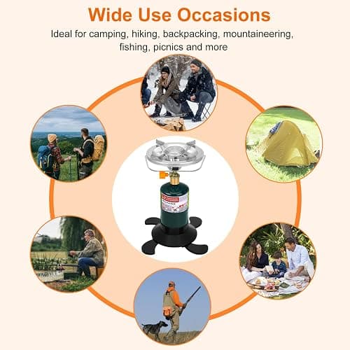 Camping Stove Propane Burner, Portable Camp Stove with Foldable Gas Tank Base, Adjustable Flame Backpacking Cooker for Camping, Small Single Burner Propane Stoves Kit for Hiking Tent Outdoor Cooking thumbnail 7