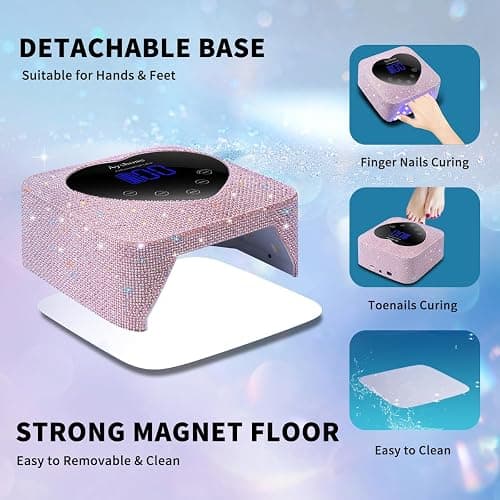 Ayshone Cordless UV LED Nail Lamp,72W Rechargeable Nail Dryer Gel Polish Light with Large LCD Display,Rechargeable Nail Curing Lamp for Salon & Home (Pearl Pink) thumbnail 4