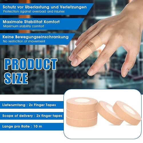YUXIANLB Finger Tape, 0.5 Inch x 10 Yard Nude Athletic Tape Extra Strong Adhesive, 2 Rolls Sport Tape, Medical Tape, Foot Tape for Rock Climbing, Grappling, Basketball, Lifters and BJJ Finger Tape thumbnail 2