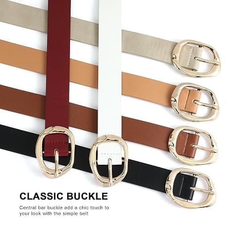 Earnda Leather Belts for Women Casual Fashion Waist Belt with Liquid Shapes Gold Buckle for Jeans Pants Dresses thumbnail 5
