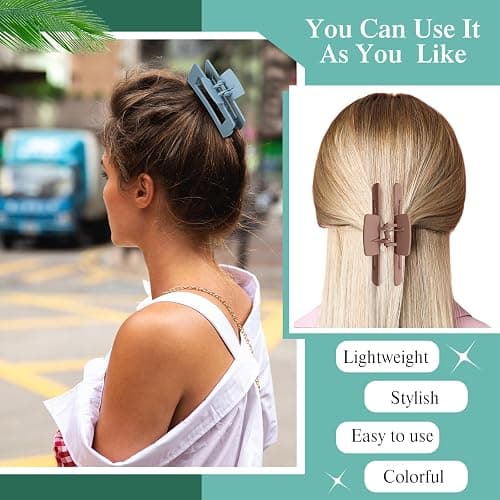 XunYee 60 Pcs Hair Clips Bulk Hair Claw Clips for Women Girls 4.1 Inch Large Rectangle Non-slip Square Strong Hold Jaw thumbnail 5