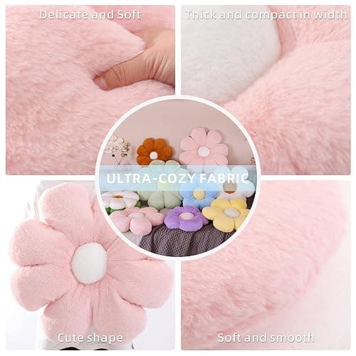 LANFIRE Blume Plüsch Kissen Bodenkissen Dekoratives Blumenkissen Sitzkissen Schlafsofa Kissen Möbel Innenkissen (40CM, Rosa) thumbnail 6