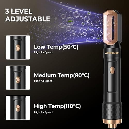 Atopskins Hairstyler 6 in 1 Hair Dryer Brush Set, Airstyler set mit Haartrockner Föhn,Luftstrom Rundbürsten Föhnbürste, Auto Lockenstab, Glättbürste,für Haar Volumen, Glätten,Locken und Föhnen,Schwarz thumbnail 4