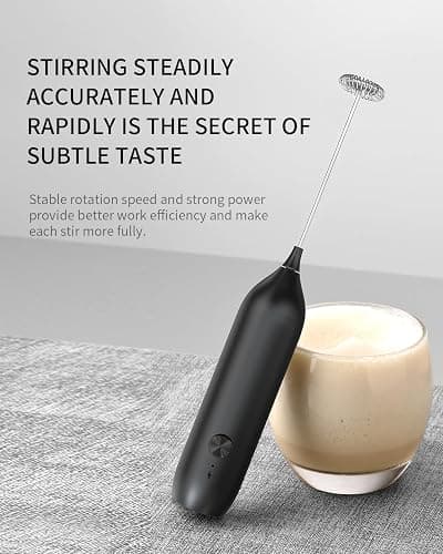 CIRCLE JOY Rechargeable Milk Frother Handheld, Coffee Frother Wand Drink Mixer with Stainless Steel Whisk for Coffee, Cappuccino, Lattes, Frappe, Matcha and Hot Chocolate, Black thumbnail 5