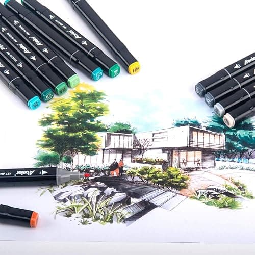ABEIER 80 Colors Alcohol Based Markers, Dual Tip Drawing Markers Set, plus 1 Colorless Blender Pen, Permanent Sketch Animation Marker for Kids, Plumones, Adults Coloring and Artist Illustration thumbnail 2