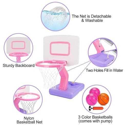 Basketball Hoop Indoor for Toddler Toys 1-3 3-5 Adjustable Portable Basketball Net Set Pool Outdoor Backyard Toy Mini Hoop Basket Ball Game for Kids Age 1 2 3 4 5 6 Year Old Boys Girls thumbnail 7