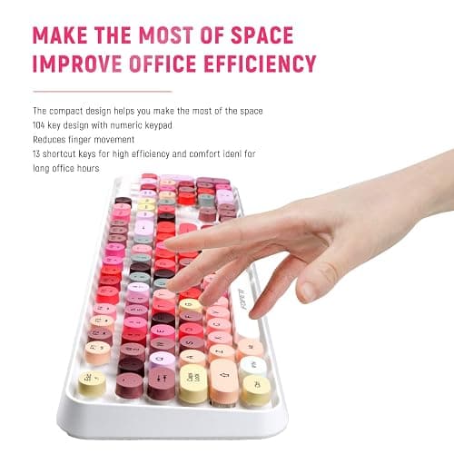 FOPETT Wireless Keyboard and Mouse Sets,Reliable 2.4 GHz Connectivity for PC,Laptop,Smart TV and More (White Colorful) thumbnail 8