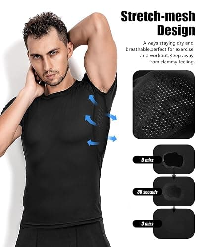 Niksa Men's Compression Shirts 3/5 Pack,Short Sleeve Athletic Compression Tops Cool Dry Workout T Shirt thumbnail 4