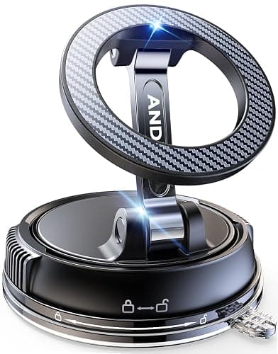 ANDERY Car Phone Holder for Magsafe [78+LBS Strongest Suction & 2400gf Strongest Magnetic] 360° Adjustable Car Phone Mount, Phone Holders for Your Car for iPhone 18-12 Pro Max Plus Air, Carbon Fiber - Image 1