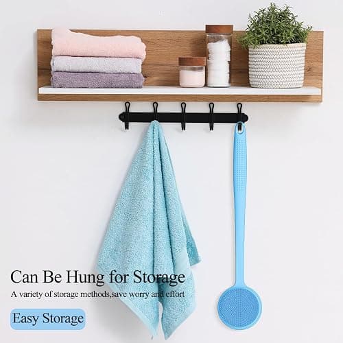 Silicone Back Scrubber for Shower, 17in Lengthen Long Handle Body Brush, Double Sided Shower Brush for Shower Exfoliating and Massage Can Produce Rich Foam, Long Handle Back Scrubber for Men thumbnail 6